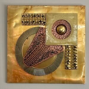 Postmodern Brutalist Mixed Metal Wall Sculpture | Architectural Abstract